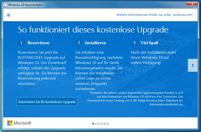 Windows 10 Upgrade-Reservierung