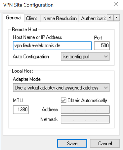 VPN SIte Configuration 1