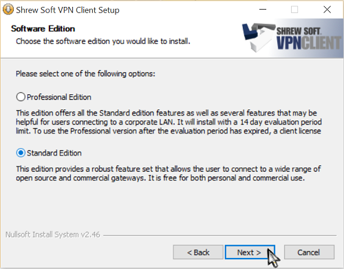 Installationsprogramm des Shrewsofts clients