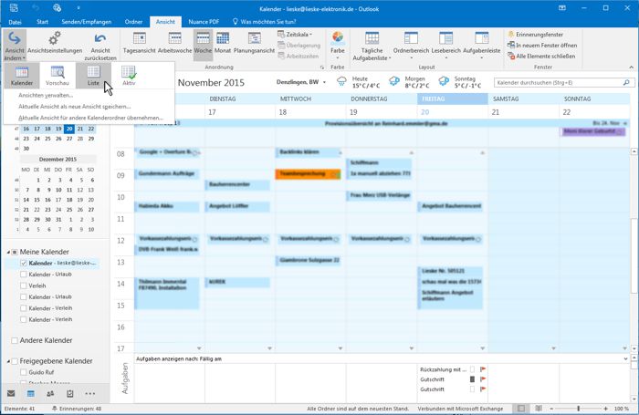 Outlook - Ansicht ändern