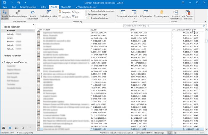 Nach Bearbeitungsdatum sortieren