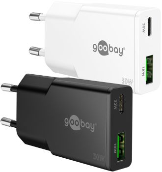 Goobay USB-C™ PD GaN Dual-Schnellladegerät Slim (30 W) sc