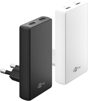 Goobay USB-C™ PD GaN Dual-Schnellladegerät 90° Flat (45 W
