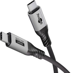 Goobay USB-C™-Kabel, USB4™ Version 2.0, 1 m, schwarz,silb
