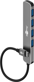 Goobay Slim 4-Port USB-Hub, USB-C™ auf USB-A, 5 Gbit/s, g