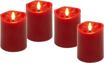 Goobay 4er-Set LED-Echtwachskerzen, rot - mit Timerfunkti