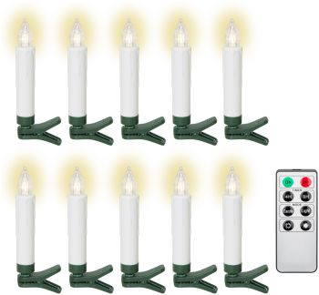 Goobay 10 kabellose LED-Weihnachtsbaumkerzen, weiß-Grün -