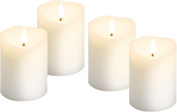 Goobay 4er-Set LED-Echtwachskerzen, weiß - mit Timerfunkt