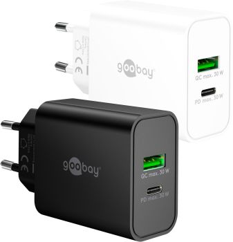 Goobay USB-C™ PD GaN Dual-Schnellladegerät (30 W) weiß, w