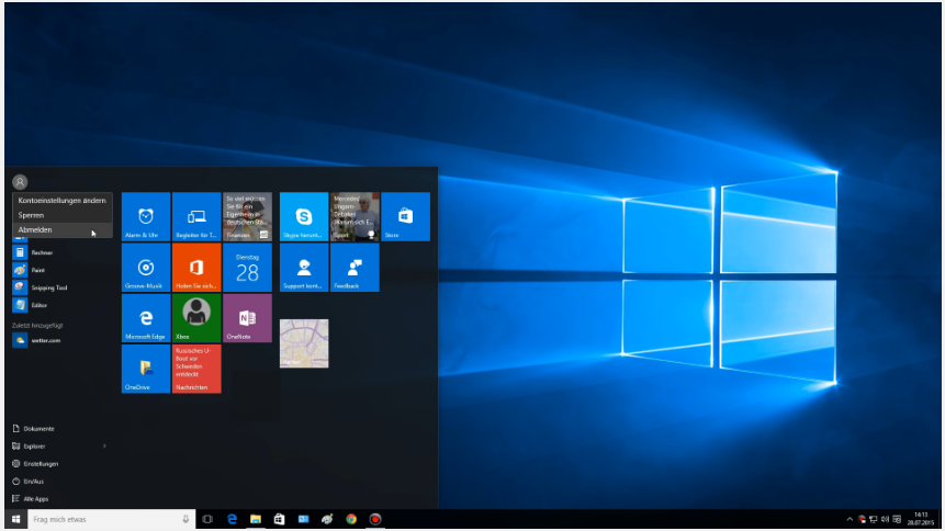 windows 10 homescreen