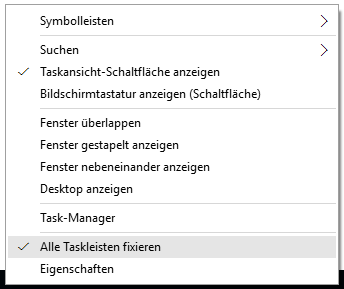 Taskleisten-Menü